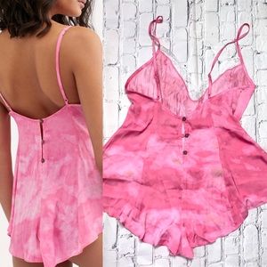 Pink Tie-Dye Lace-Trim Luella Bodysuit